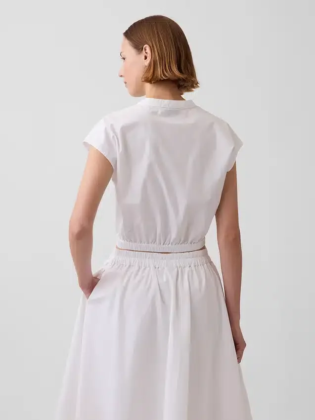 Chemise courte à manches courtes en popeline