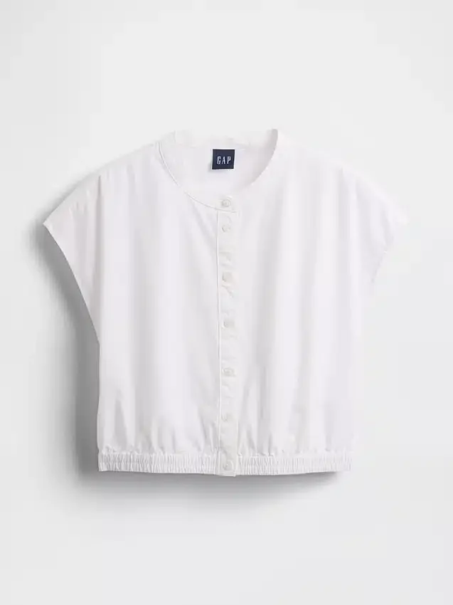 Chemise courte à manches courtes en popeline
