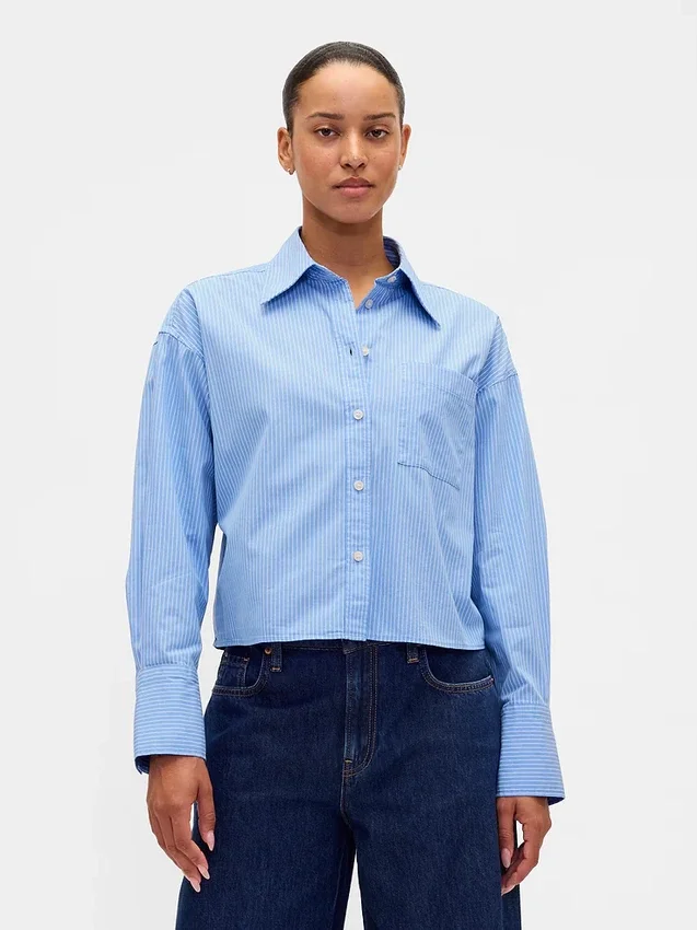 Chemise courte à ourlet droit en coton bio