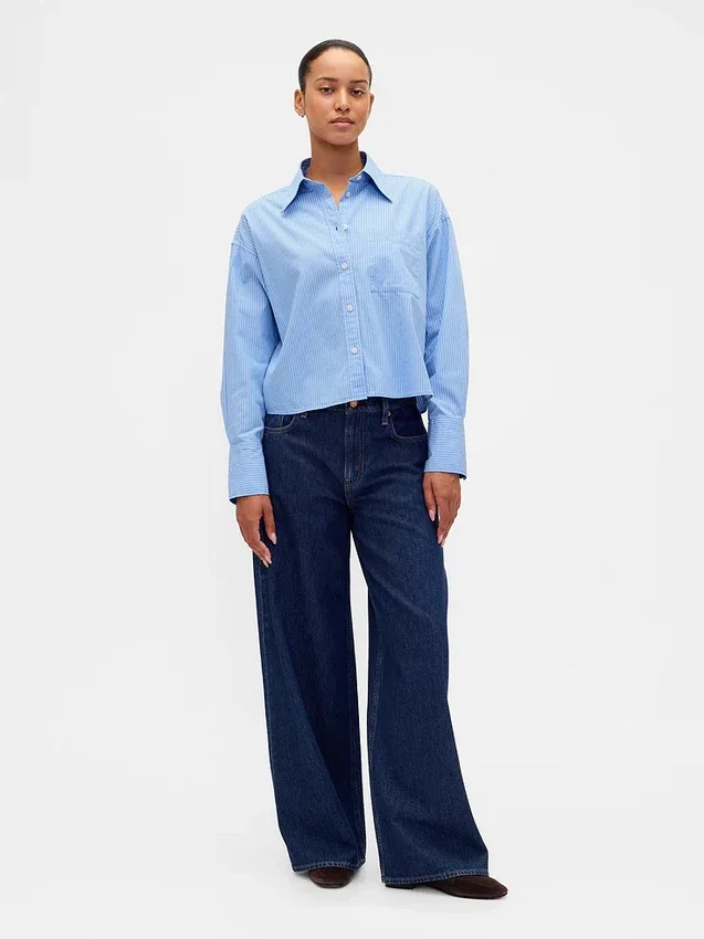 Chemise courte à ourlet droit en coton bio