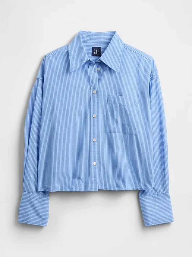 Chemise courte à ourlet droit en coton bio