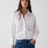 Chemise courte oversize en popeline de coton bio
