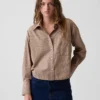 Chemise courte oversize en popeline de coton bio