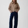 Chemise courte oversize en popeline de coton bio