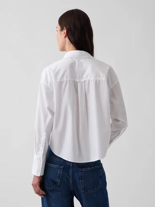 Chemise courte oversize en popeline de coton bio