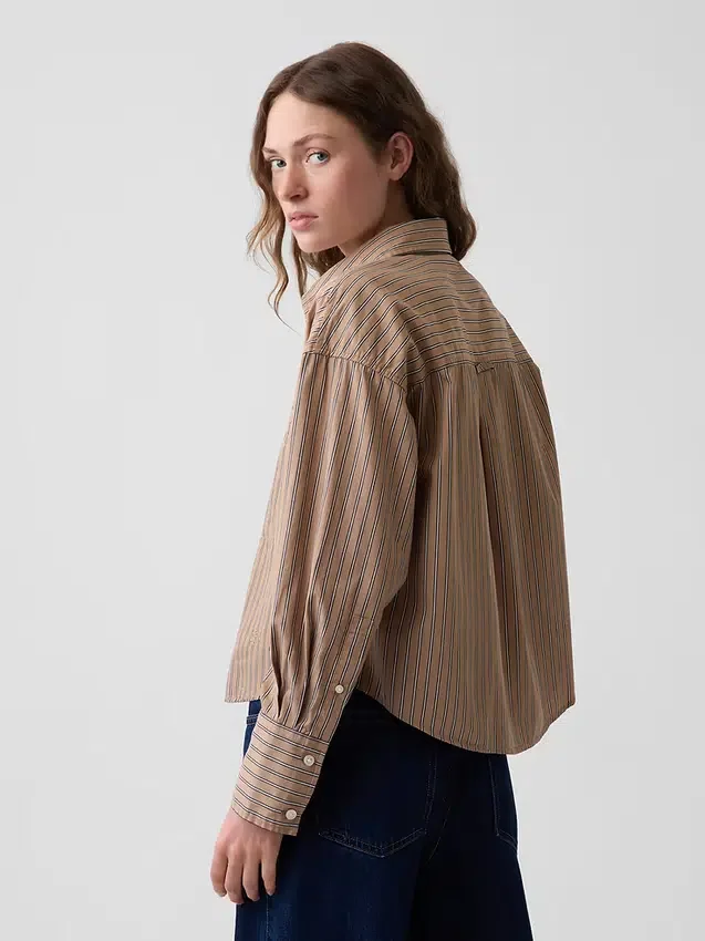 Chemise courte oversize en popeline de coton bio