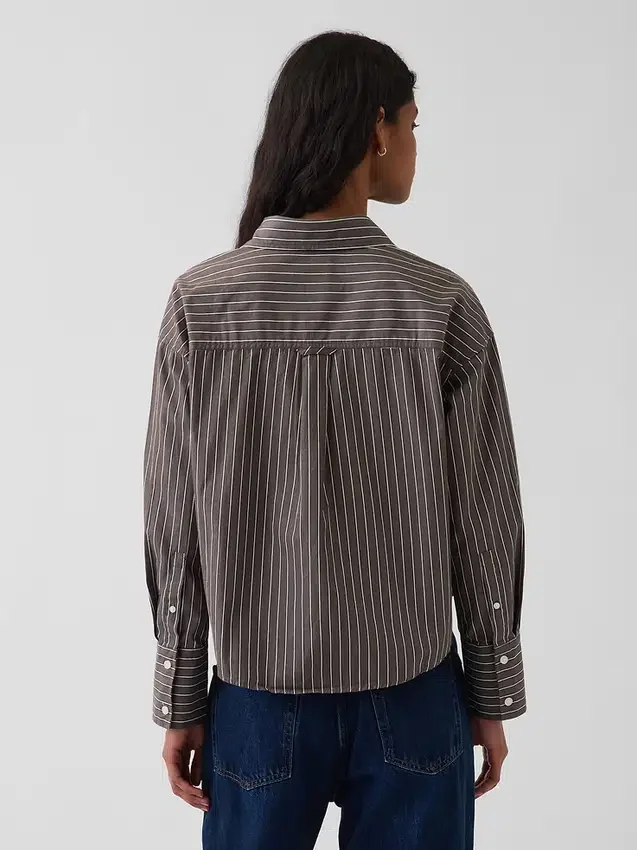 Chemise courte oversize en popeline de coton bio