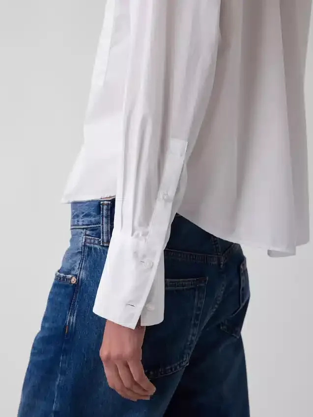 Chemise courte oversize en popeline de coton bio