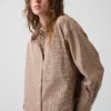 Chemise courte oversize en popeline de coton bio