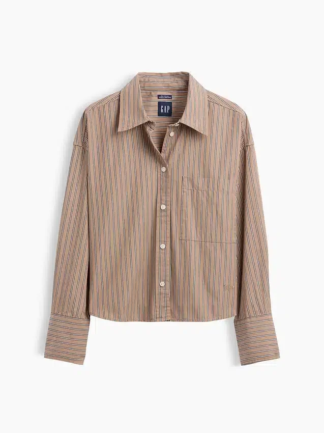 Chemise courte oversize en popeline de coton bio