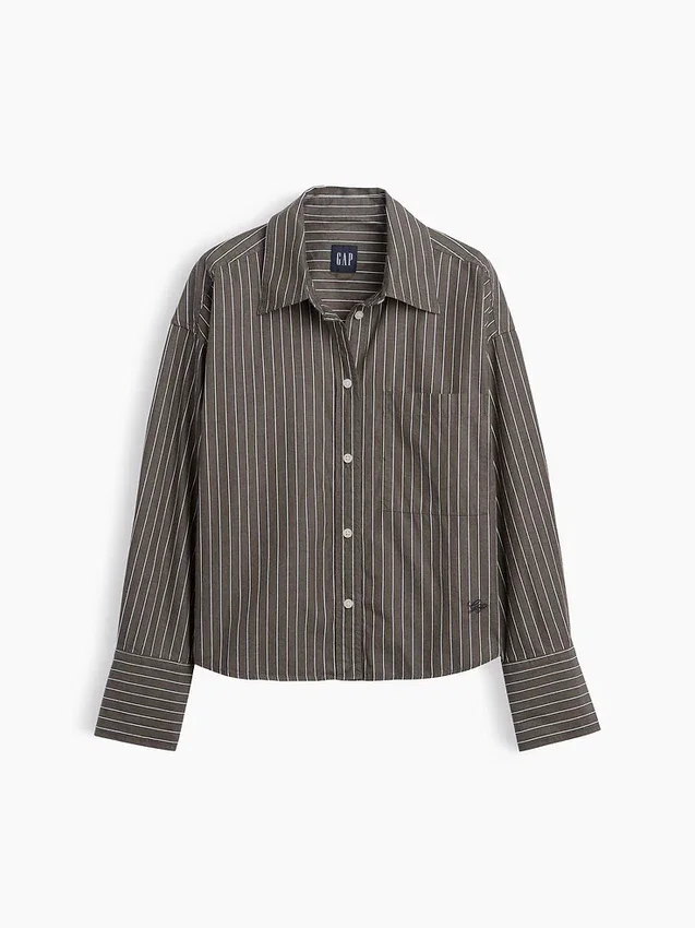 Chemise courte oversize en popeline de coton bio
