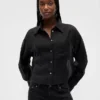 Chemise courte transparente à ourlet droit