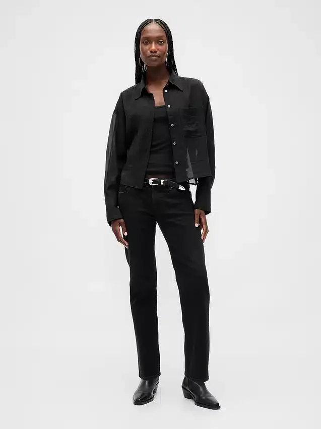 Chemise courte transparente à ourlet droit