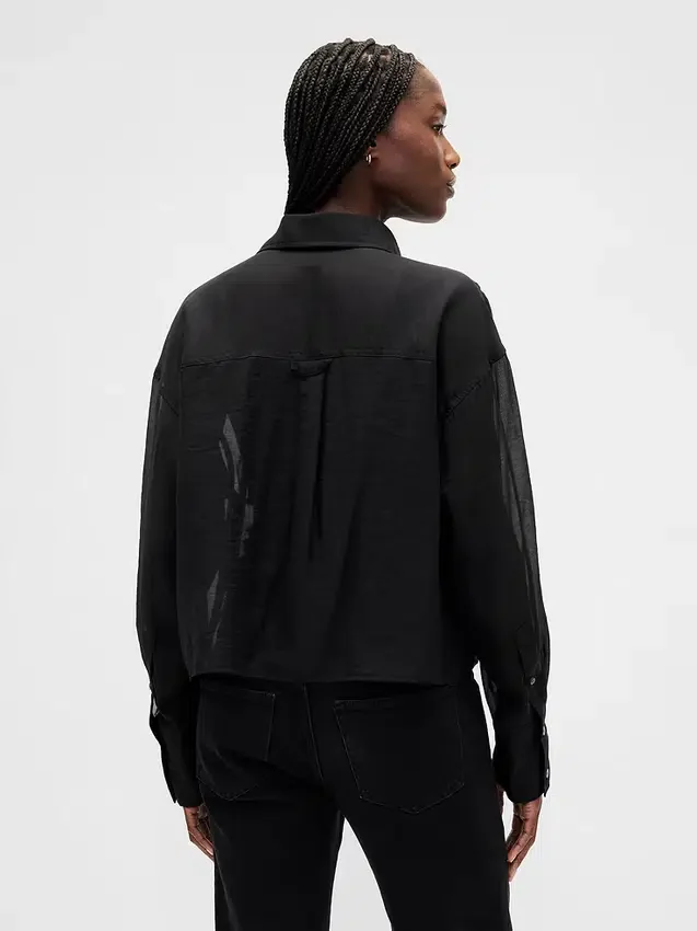 Chemise courte transparente à ourlet droit
