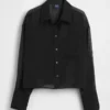 Chemise courte transparente à ourlet droit