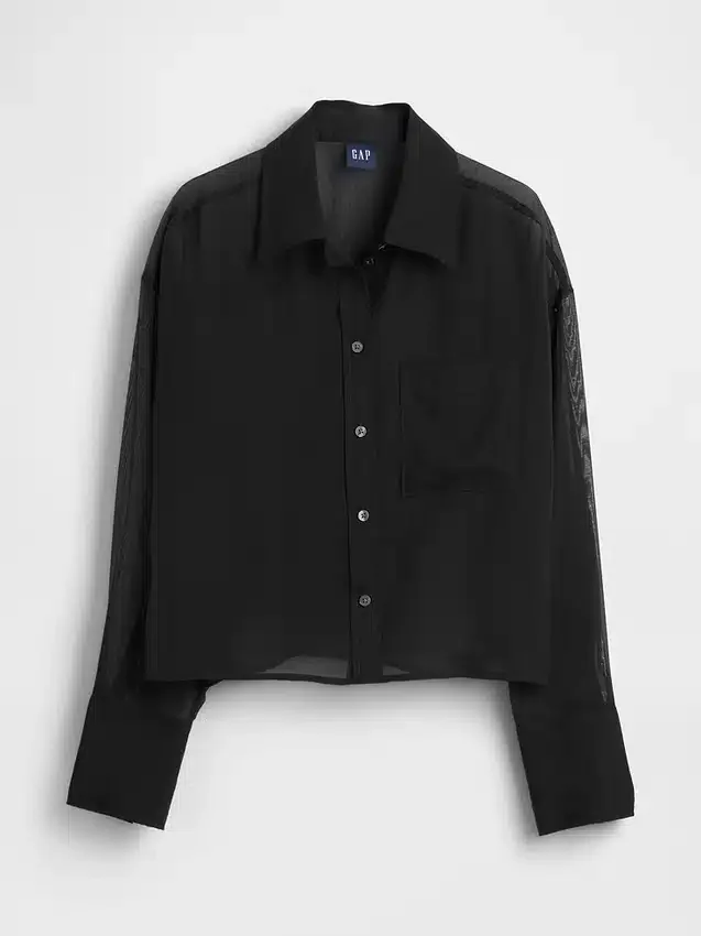 Chemise courte transparente à ourlet droit
