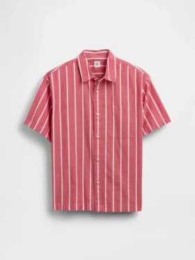 Chemise décontractée à rayures en popeline de coton bio pour enfant