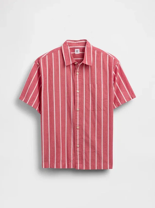 Chemise décontractée à rayures en popeline de coton bio pour enfant