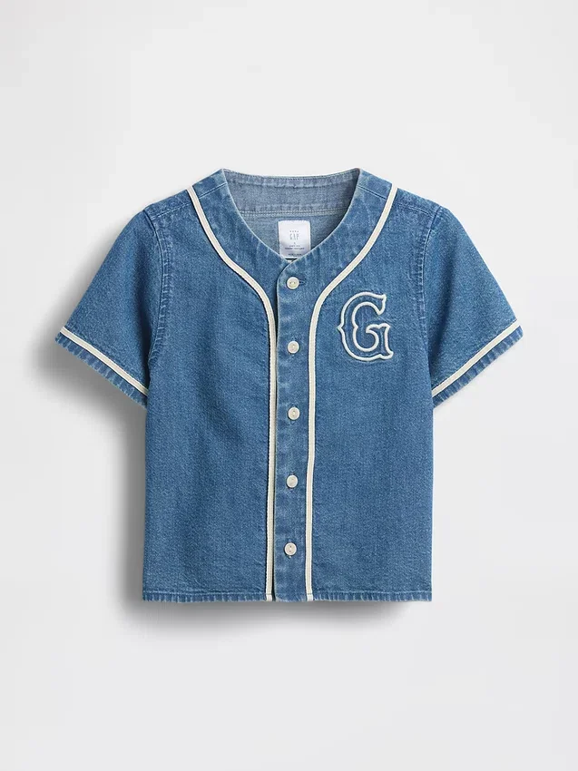 Chemise de baseball en denim pour Bébé & Enfant avec logo « Varsity »