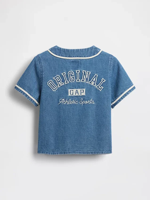 Chemise de baseball en denim pour Bébé & Enfant avec logo « Varsity »