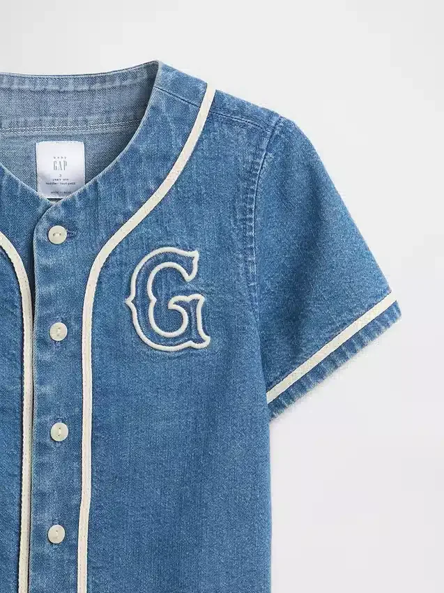 Chemise de baseball en denim pour Bébé & Enfant avec logo « Varsity »