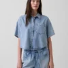 Chemise de camp oversize en denim ultra-doux