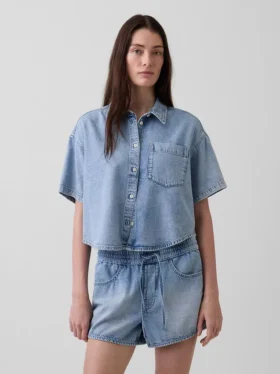 Chemise de camp oversize en denim ultra-doux