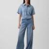 Chemise de camp oversize en denim ultra-doux