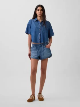 Chemise de camp oversize en denim ultra-doux