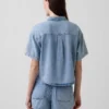 Chemise de camp oversize en denim ultra-doux