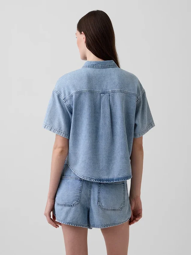 Chemise de camp oversize en denim ultra-doux