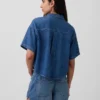 Chemise de camp oversize en denim ultra-doux