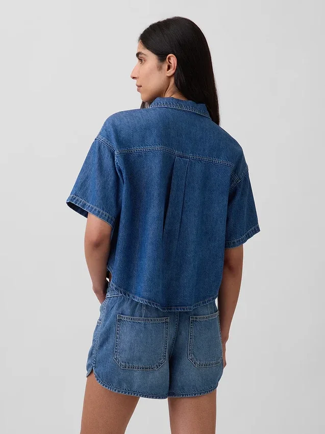 Chemise de camp oversize en denim ultra-doux