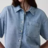 Chemise de camp oversize en denim ultra-doux