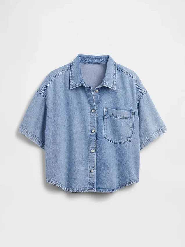 Chemise de camp oversize en denim ultra-doux
