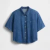 Chemise de camp oversize en denim ultra-doux