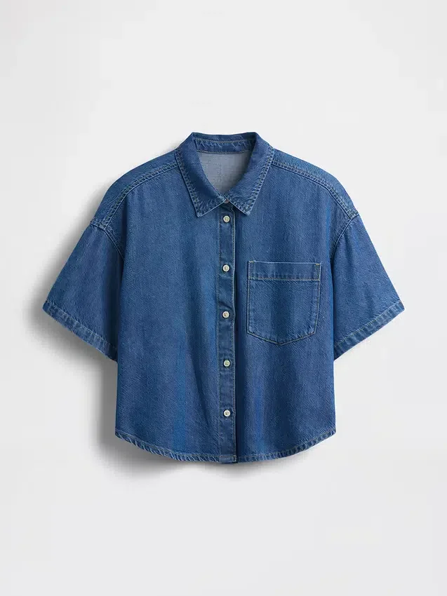 Chemise de camp oversize en denim ultra-doux