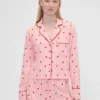 Chemise de pyjama ample en flanelle à motifs de cœurs GAP × Summer Fridays