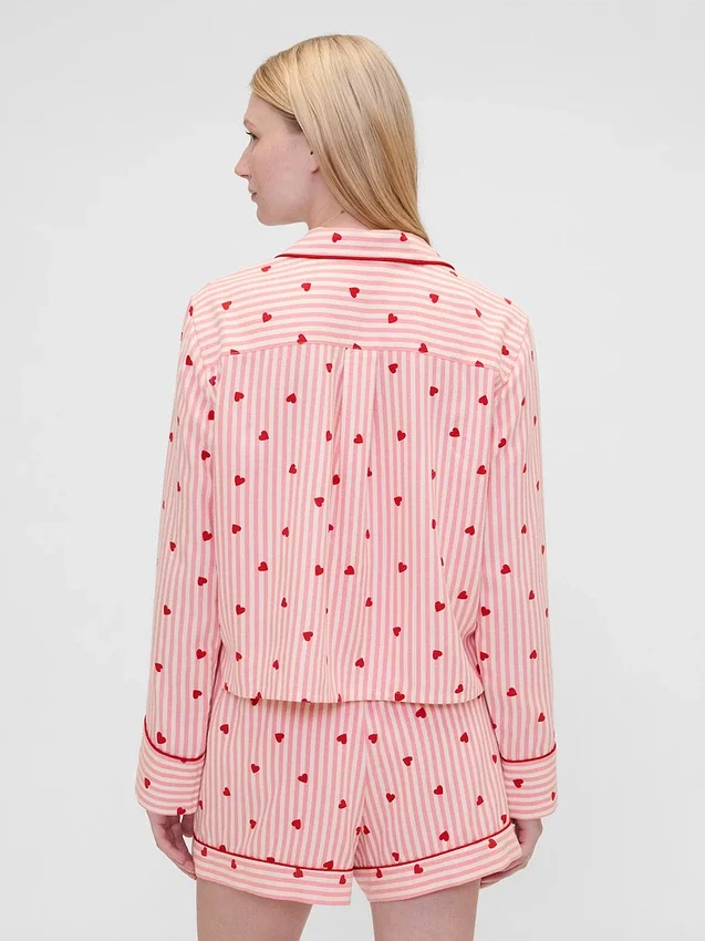 Chemise de pyjama ample en flanelle à motifs de cœurs GAP × Summer Fridays