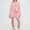 Chemise de pyjama ample en flanelle à motifs de cœurs GAP × Summer Fridays