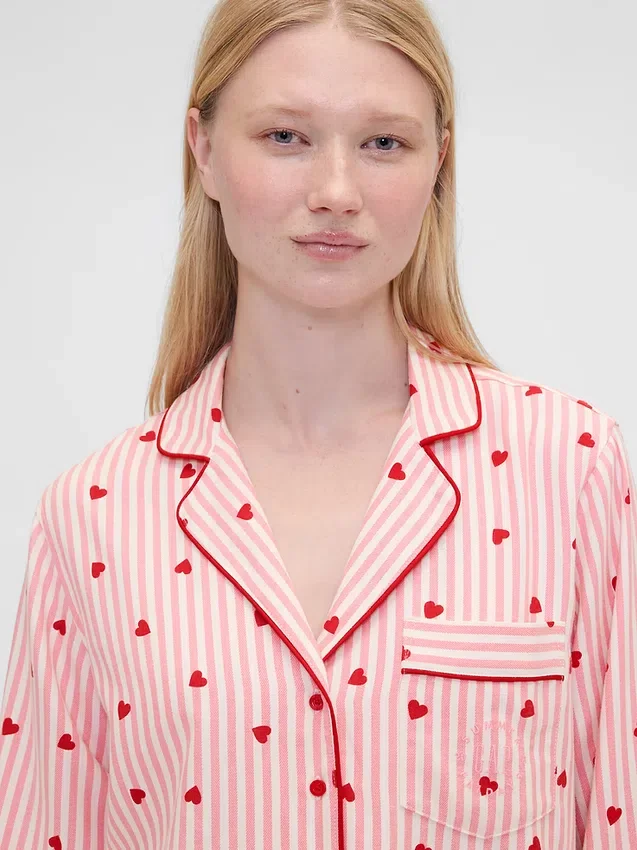 Chemise de pyjama ample en flanelle à motifs de cœurs GAP × Summer Fridays