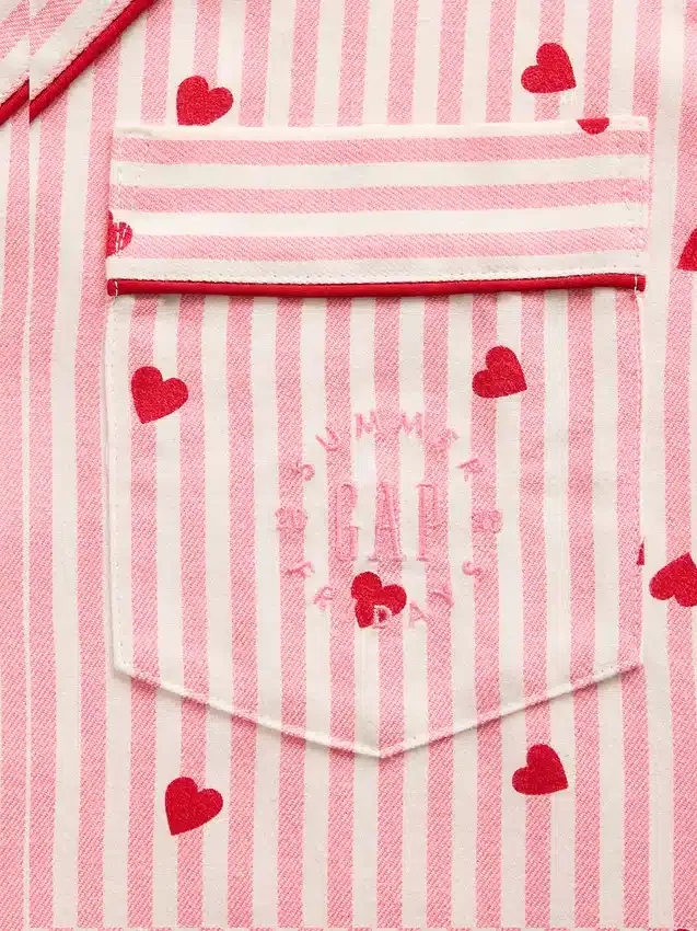 Chemise de pyjama ample en flanelle à motifs de cœurs GAP × Summer Fridays
