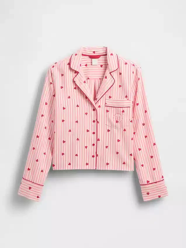Chemise de pyjama ample en flanelle à motifs de cœurs GAP × Summer Fridays