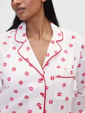 Chemise de pyjama ample en popeline « Kiss » GAP × Summer Fridays