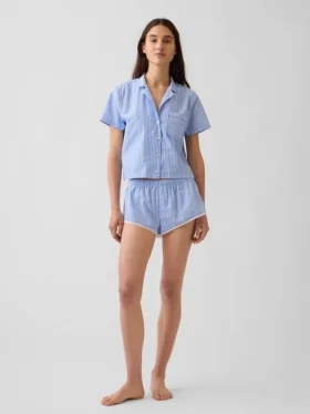 Chemise de pyjama courte en popeline