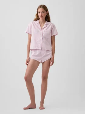 Chemise de pyjama courte en popeline