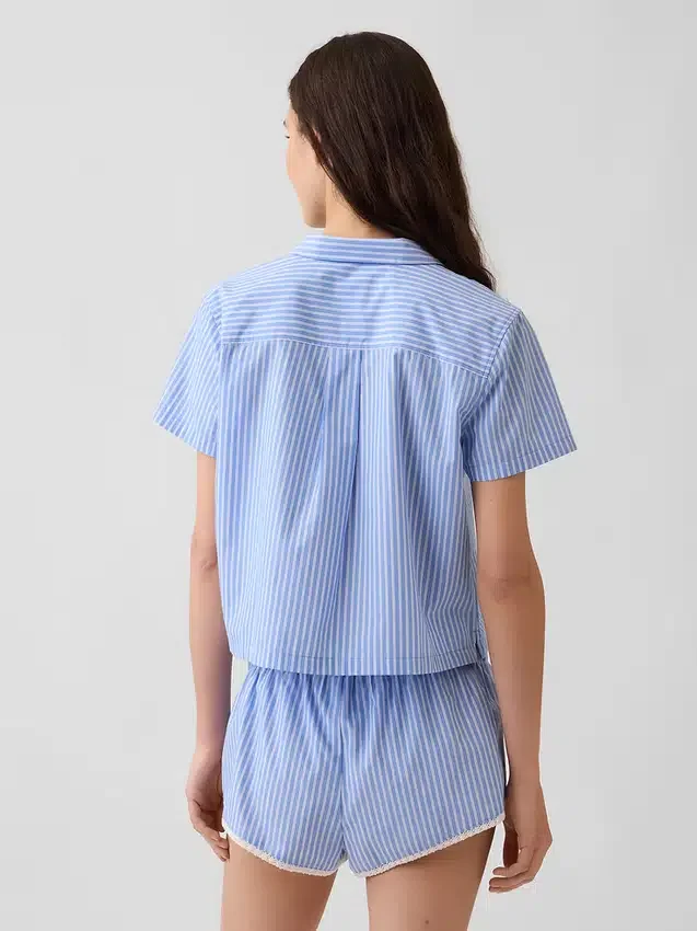Chemise de pyjama courte en popeline