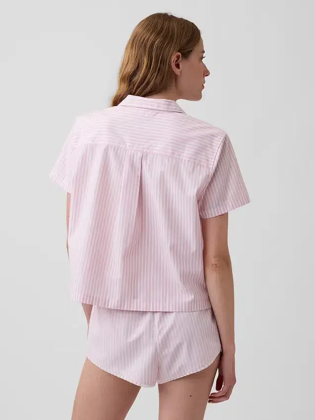 Chemise de pyjama courte en popeline