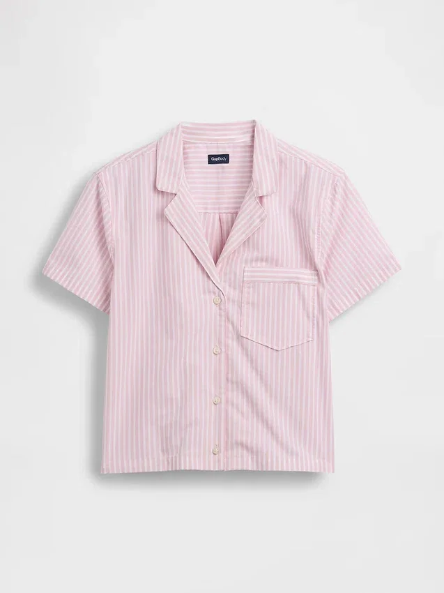 Chemise de pyjama courte en popeline