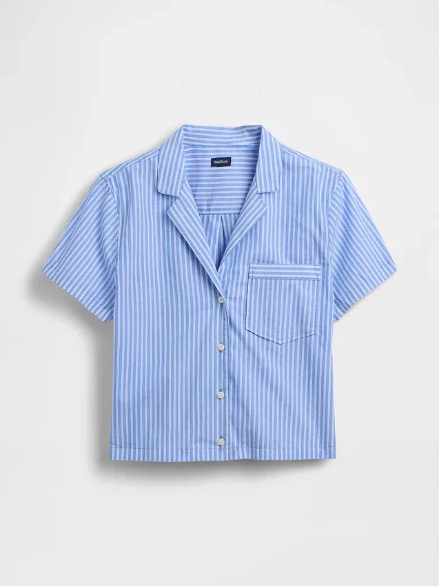Chemise de pyjama courte en popeline